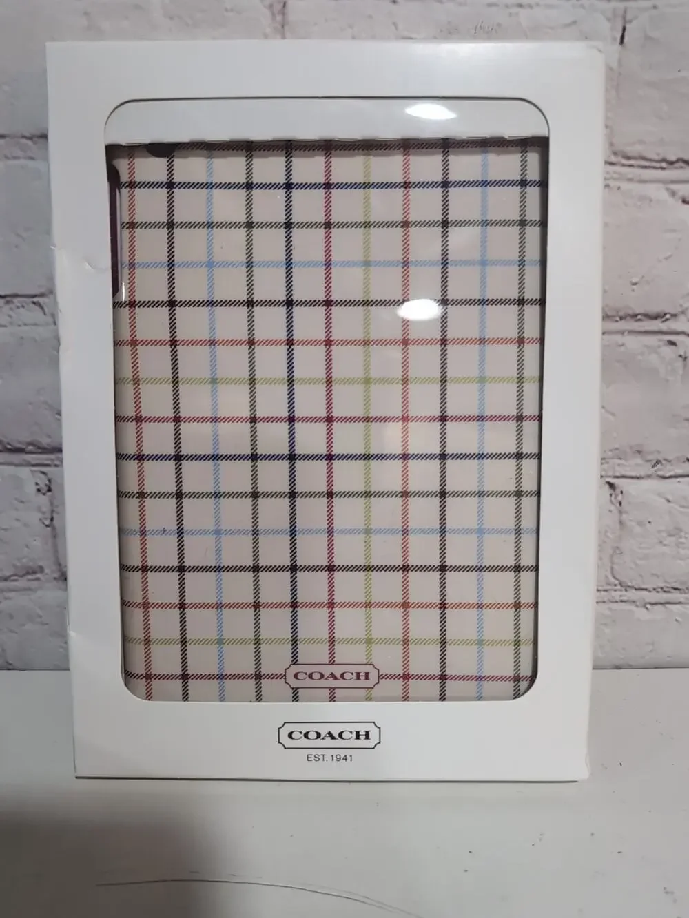 COACH F65644 Signature Plaid Mini Ipad Hard Shell Case Multicolor Tartan Plaid